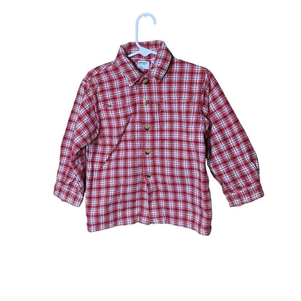 ‎Little Levi’s Toddler Boy Red Plaid Button Down Size 4T